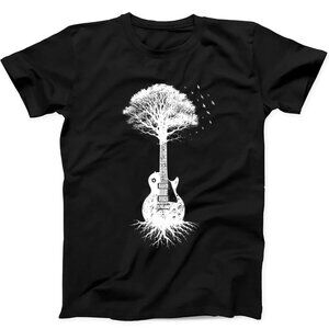 Guitar Tree Music Player Birds House Rock Nature Funny Gift Tee – Black Graphic